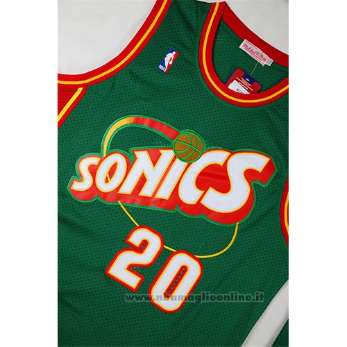 Maglia Seattle SuperSonics Gary Payton NO 20 Historic Throwback Verde2
